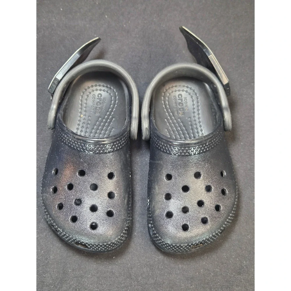 Crocs‎ Kids Classic Bat Wing Glitter Clogs Black Sparkle Halloween Shoes Size C7